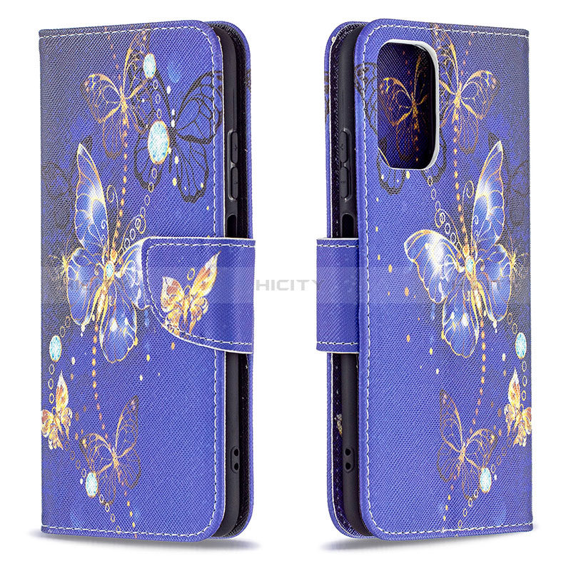 Funda de Cuero Cartera con Soporte Patron de Moda Carcasa B03F para Xiaomi Poco M5S Azul Real