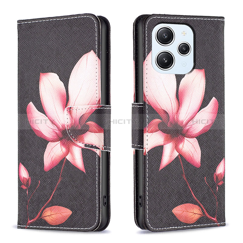 Funda de Cuero Cartera con Soporte Patron de Moda Carcasa B03F para Xiaomi Redmi 12 4G Rojo