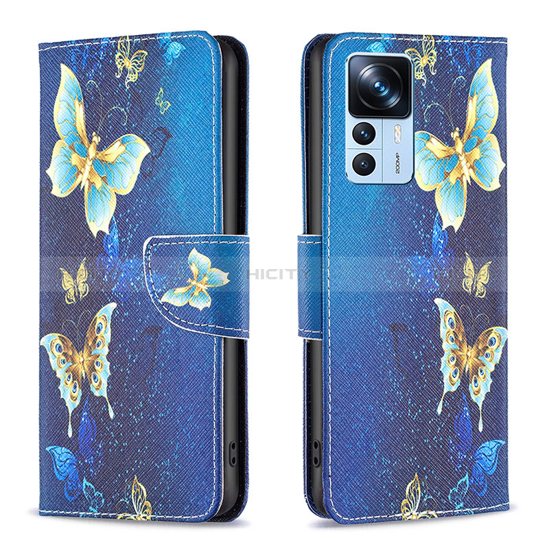 Funda de Cuero Cartera con Soporte Patron de Moda Carcasa B03F para Xiaomi Redmi K50 Ultra 5G Azul Cielo