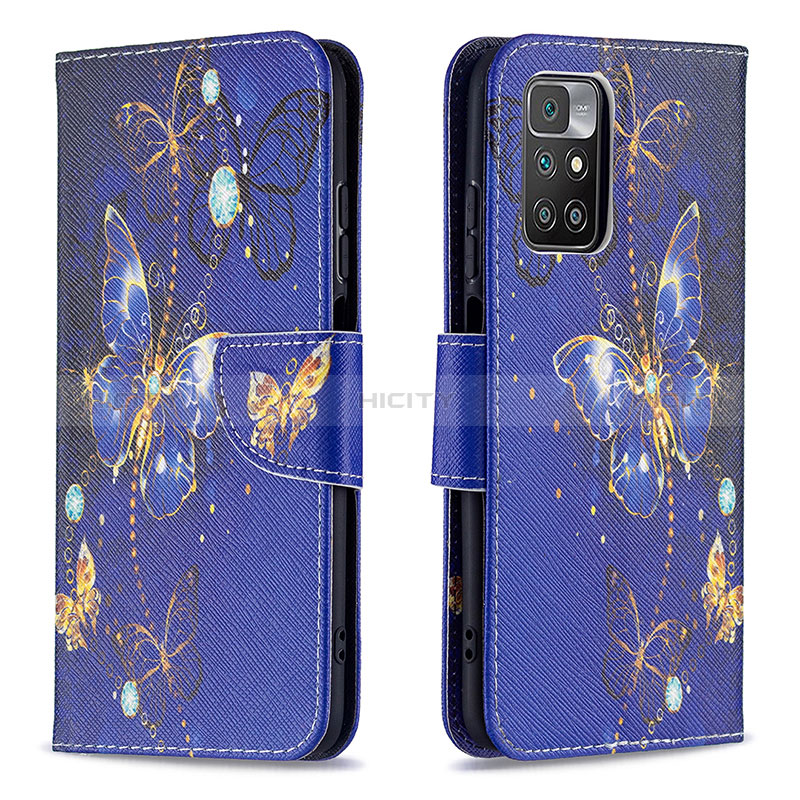 Funda de Cuero Cartera con Soporte Patron de Moda Carcasa B03F para Xiaomi Redmi Note 11 4G (2021) Azul Real