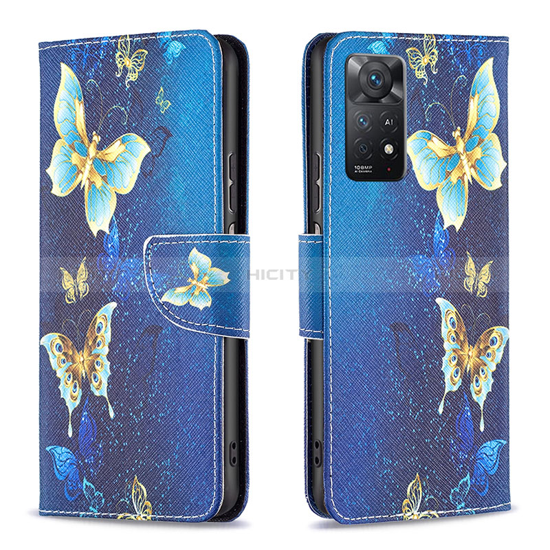 Funda de Cuero Cartera con Soporte Patron de Moda Carcasa B03F para Xiaomi Redmi Note 11 Pro 5G Azul Cielo