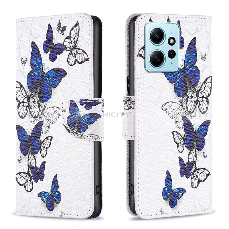 Funda de Cuero Cartera con Soporte Patron de Moda Carcasa B03F para Xiaomi Redmi Note 12 4G Azul