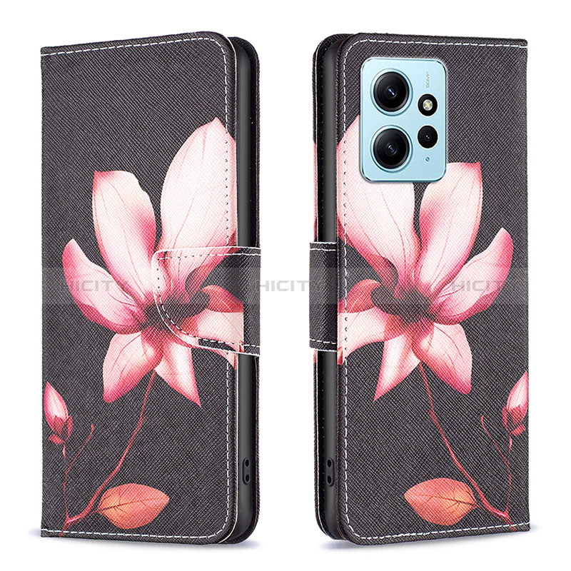 Funda de Cuero Cartera con Soporte Patron de Moda Carcasa B03F para Xiaomi Redmi Note 12 4G Rojo