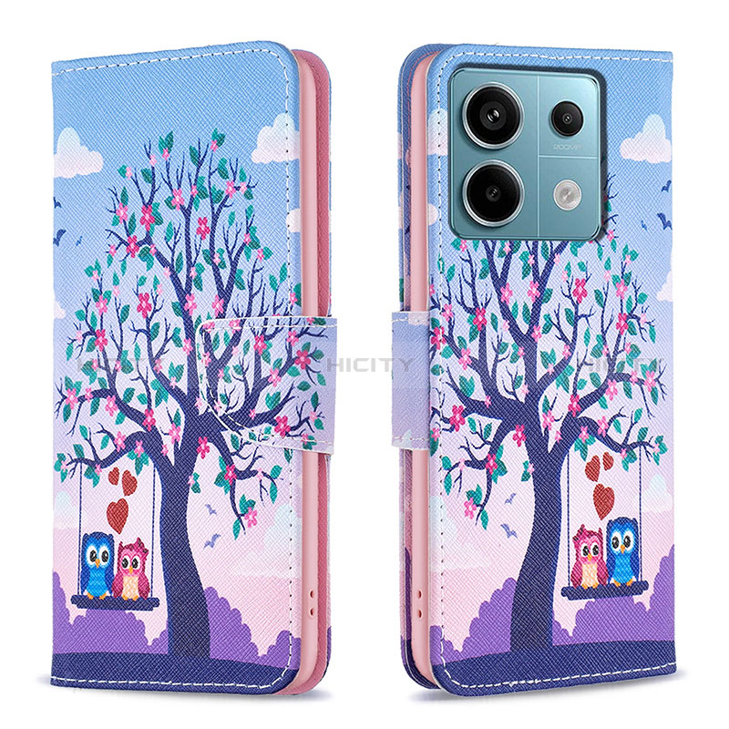 Funda de Cuero Cartera con Soporte Patron de Moda Carcasa B03F para Xiaomi Redmi Note 13 Pro 5G