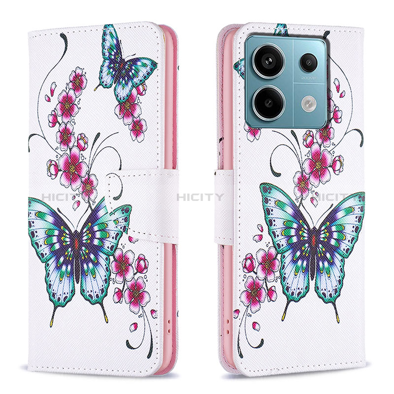 Funda de Cuero Cartera con Soporte Patron de Moda Carcasa B03F para Xiaomi Redmi Note 13 Pro 5G Vistoso