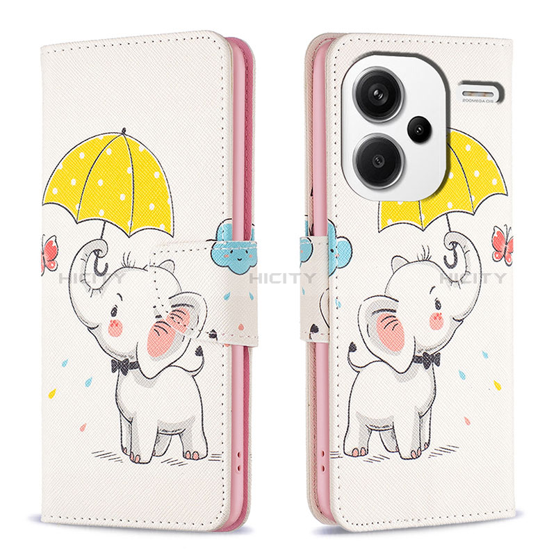 Funda de Cuero Cartera con Soporte Patron de Moda Carcasa B03F para Xiaomi Redmi Note 13 Pro+ Plus 5G