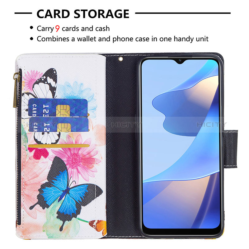 Funda de Cuero Cartera con Soporte Patron de Moda Carcasa B04F para Oppo A16