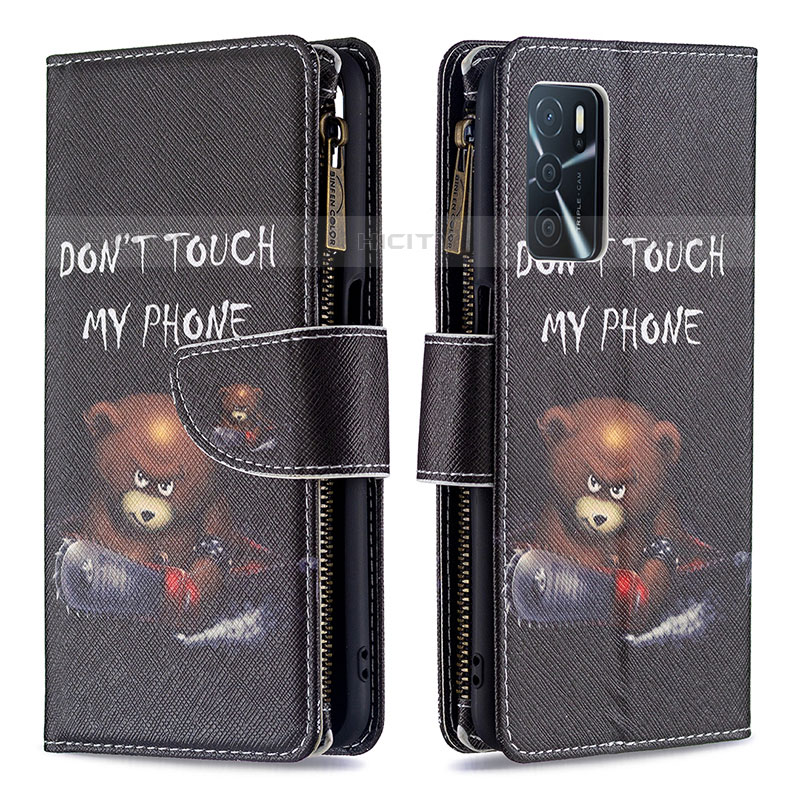 Funda de Cuero Cartera con Soporte Patron de Moda Carcasa B04F para Oppo A54s