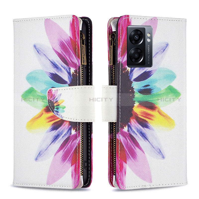 Funda de Cuero Cartera con Soporte Patron de Moda Carcasa B04F para Oppo A56S 5G Multicolor