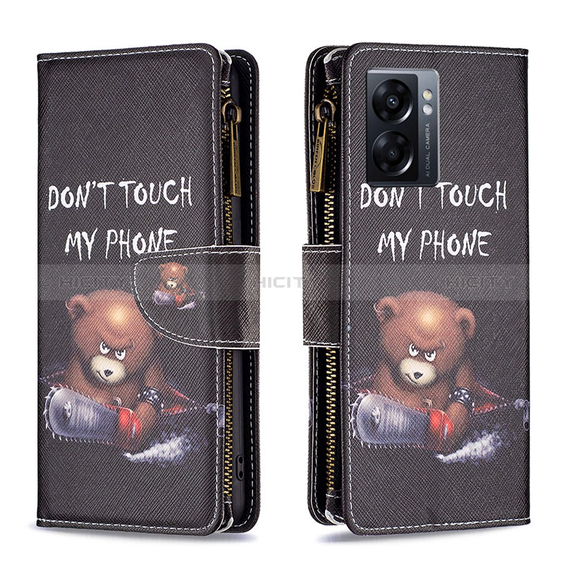 Funda de Cuero Cartera con Soporte Patron de Moda Carcasa B04F para Oppo A57 5G