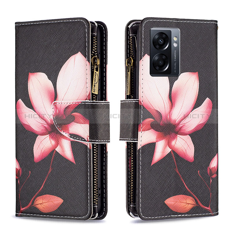 Funda de Cuero Cartera con Soporte Patron de Moda Carcasa B04F para Oppo A57 5G