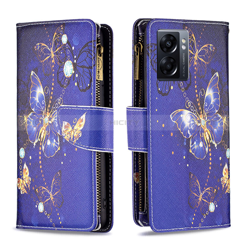 Funda de Cuero Cartera con Soporte Patron de Moda Carcasa B04F para Oppo A57 5G