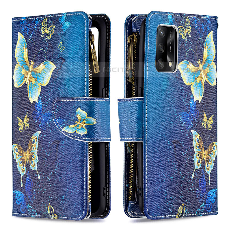 Funda de Cuero Cartera con Soporte Patron de Moda Carcasa B04F para Oppo A74 4G Azul