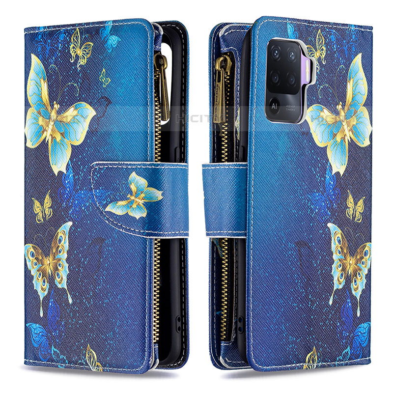 Funda de Cuero Cartera con Soporte Patron de Moda Carcasa B04F para Oppo A94 4G Azul