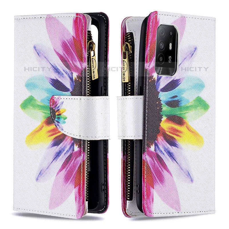 Funda de Cuero Cartera con Soporte Patron de Moda Carcasa B04F para Oppo A94 5G Multicolor