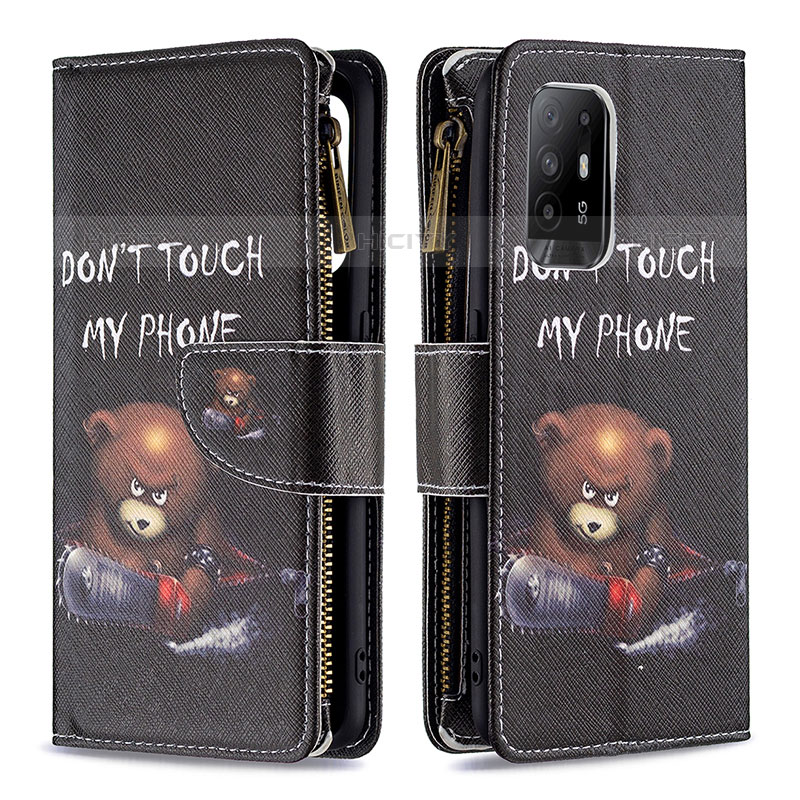 Funda de Cuero Cartera con Soporte Patron de Moda Carcasa B04F para Oppo A95 5G