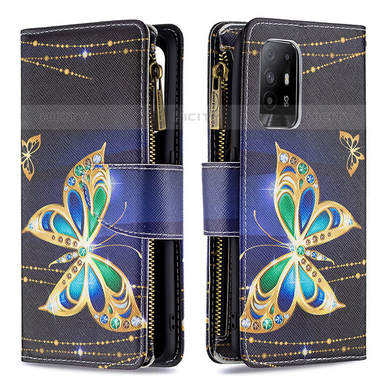 Funda de Cuero Cartera con Soporte Patron de Moda Carcasa B04F para Oppo A95 5G