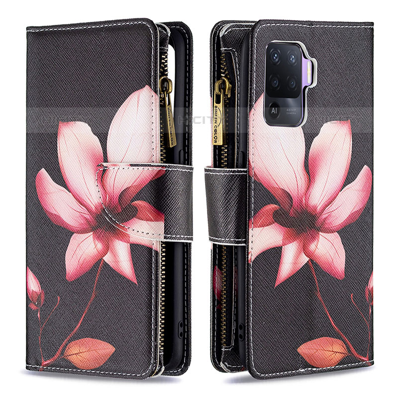 Funda de Cuero Cartera con Soporte Patron de Moda Carcasa B04F para Oppo F19 Pro