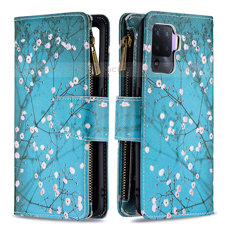 Funda de Cuero Cartera con Soporte Patron de Moda Carcasa B04F para Oppo F19 Pro