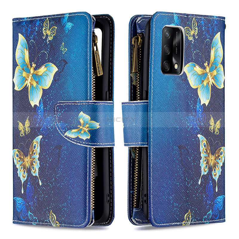 Funda de Cuero Cartera con Soporte Patron de Moda Carcasa B04F para Oppo F19s Azul