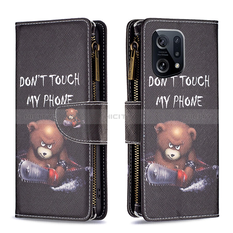 Funda de Cuero Cartera con Soporte Patron de Moda Carcasa B04F para Oppo Find X5 5G