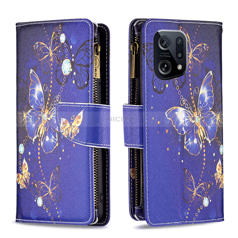 Funda de Cuero Cartera con Soporte Patron de Moda Carcasa B04F para Oppo Find X5 5G