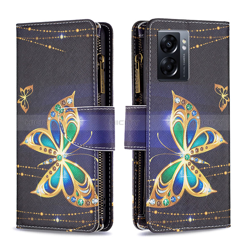 Funda de Cuero Cartera con Soporte Patron de Moda Carcasa B04F para Oppo K10 5G India