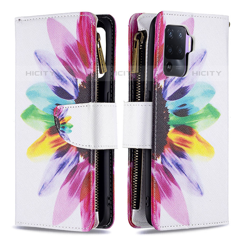 Funda de Cuero Cartera con Soporte Patron de Moda Carcasa B04F para Oppo Reno5 Lite Multicolor