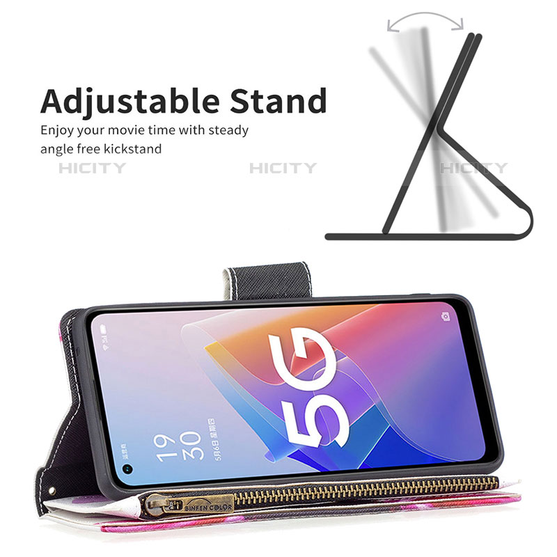 Funda de Cuero Cartera con Soporte Patron de Moda Carcasa B04F para Oppo Reno8 Lite 5G