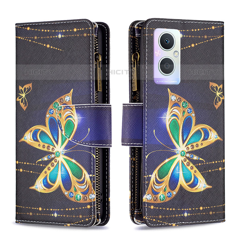 Funda de Cuero Cartera con Soporte Patron de Moda Carcasa B04F para Oppo Reno8 Lite 5G