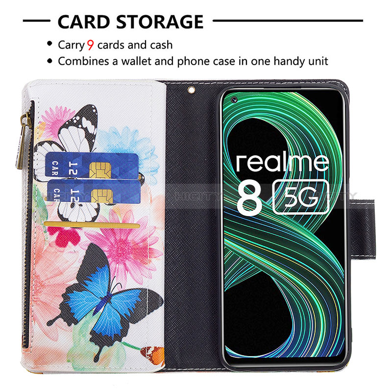 Funda de Cuero Cartera con Soporte Patron de Moda Carcasa B04F para Realme 8s 5G