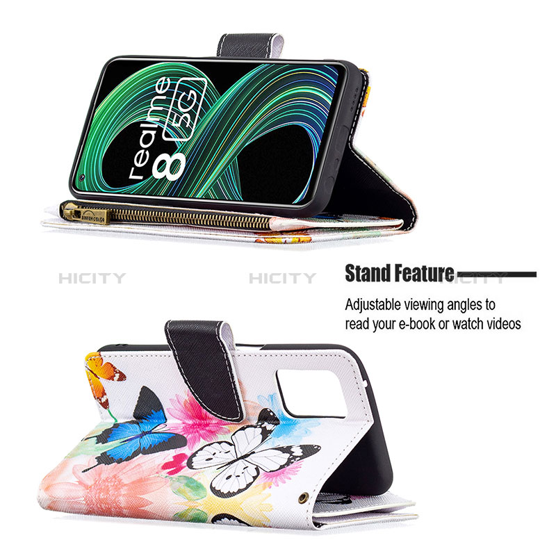 Funda de Cuero Cartera con Soporte Patron de Moda Carcasa B04F para Realme 8s 5G