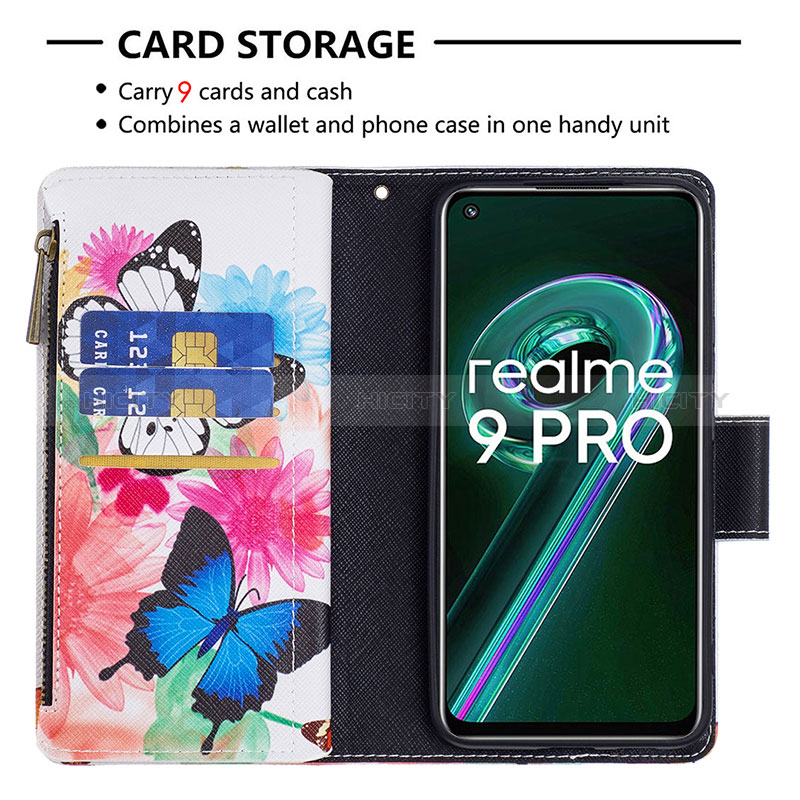 Funda de Cuero Cartera con Soporte Patron de Moda Carcasa B04F para Realme 9 Pro 5G