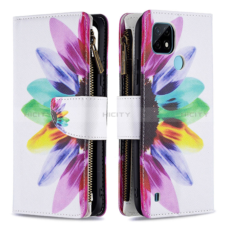 Funda de Cuero Cartera con Soporte Patron de Moda Carcasa B04F para Realme C21