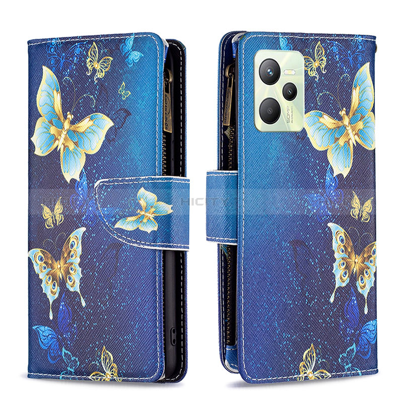 Funda de Cuero Cartera con Soporte Patron de Moda Carcasa B04F para Realme C35 Azul