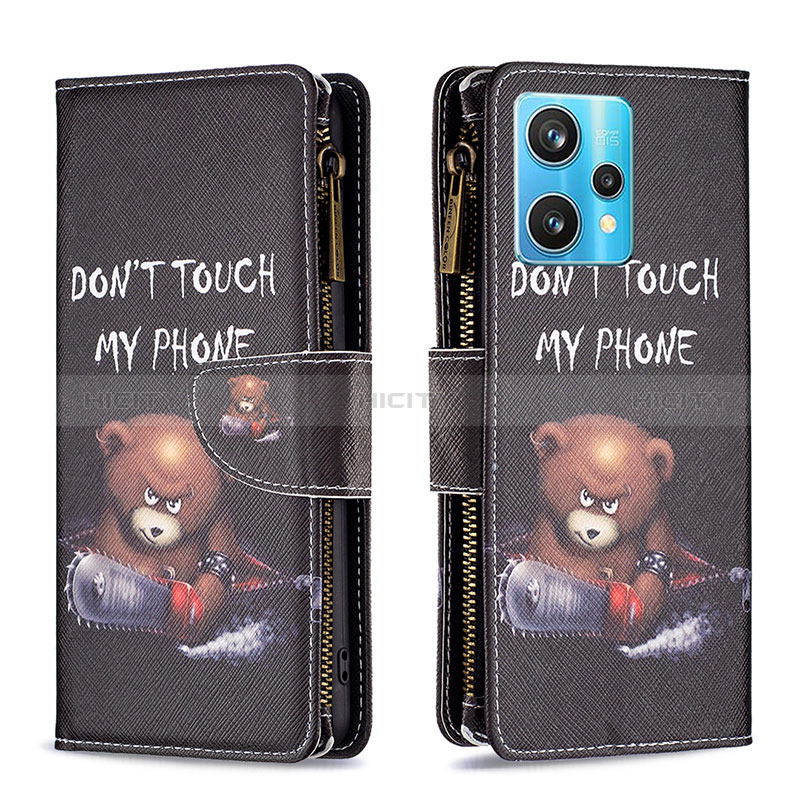 Funda de Cuero Cartera con Soporte Patron de Moda Carcasa B04F para Realme Narzo 50 Pro 5G Gris Oscuro