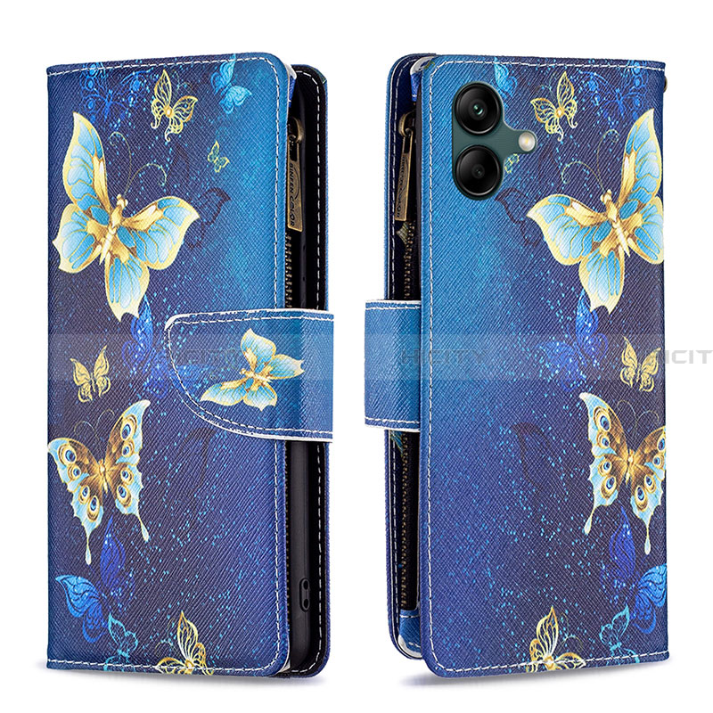 Funda de Cuero Cartera con Soporte Patron de Moda Carcasa B04F para Samsung Galaxy A05 Azul