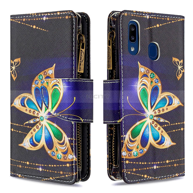 Funda de Cuero Cartera con Soporte Patron de Moda Carcasa B04F para Samsung Galaxy A20e