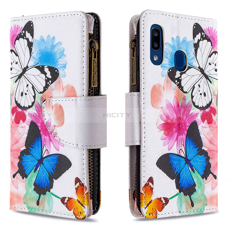 Funda de Cuero Cartera con Soporte Patron de Moda Carcasa B04F para Samsung Galaxy A20e