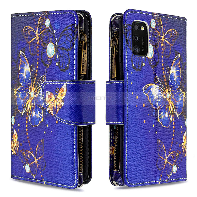 Funda de Cuero Cartera con Soporte Patron de Moda Carcasa B04F para Samsung Galaxy A41 Azul Real