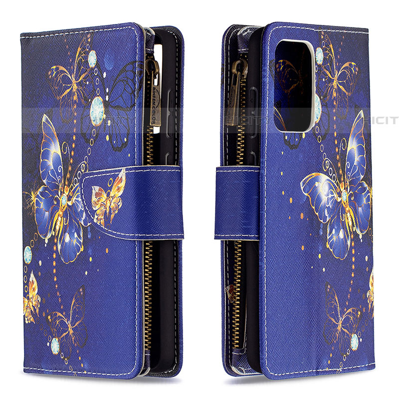 Funda de Cuero Cartera con Soporte Patron de Moda Carcasa B04F para Samsung Galaxy A72 5G Azul Real