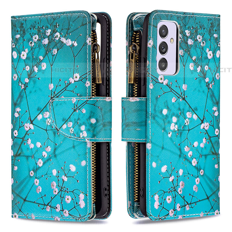 Funda de Cuero Cartera con Soporte Patron de Moda Carcasa B04F para Samsung Galaxy F54 5G Cian