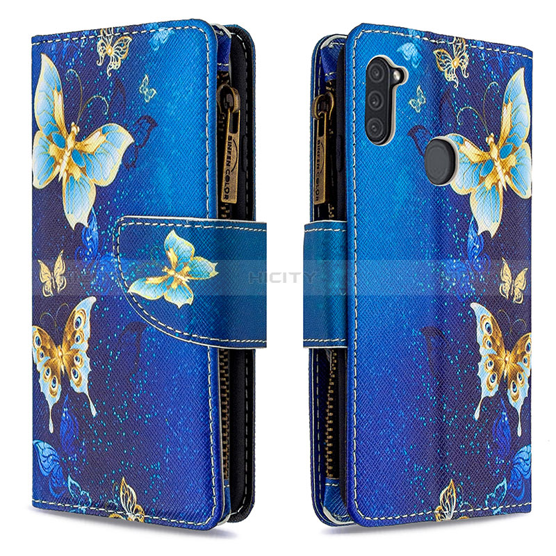 Funda de Cuero Cartera con Soporte Patron de Moda Carcasa B04F para Samsung Galaxy M11 Azul