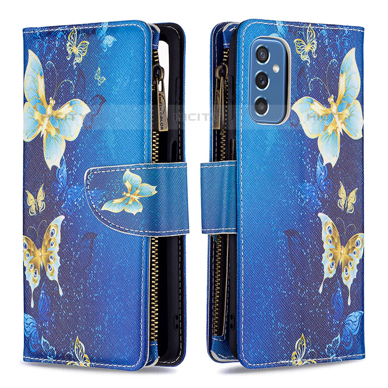 Funda de Cuero Cartera con Soporte Patron de Moda Carcasa B04F para Samsung Galaxy M52 5G Azul