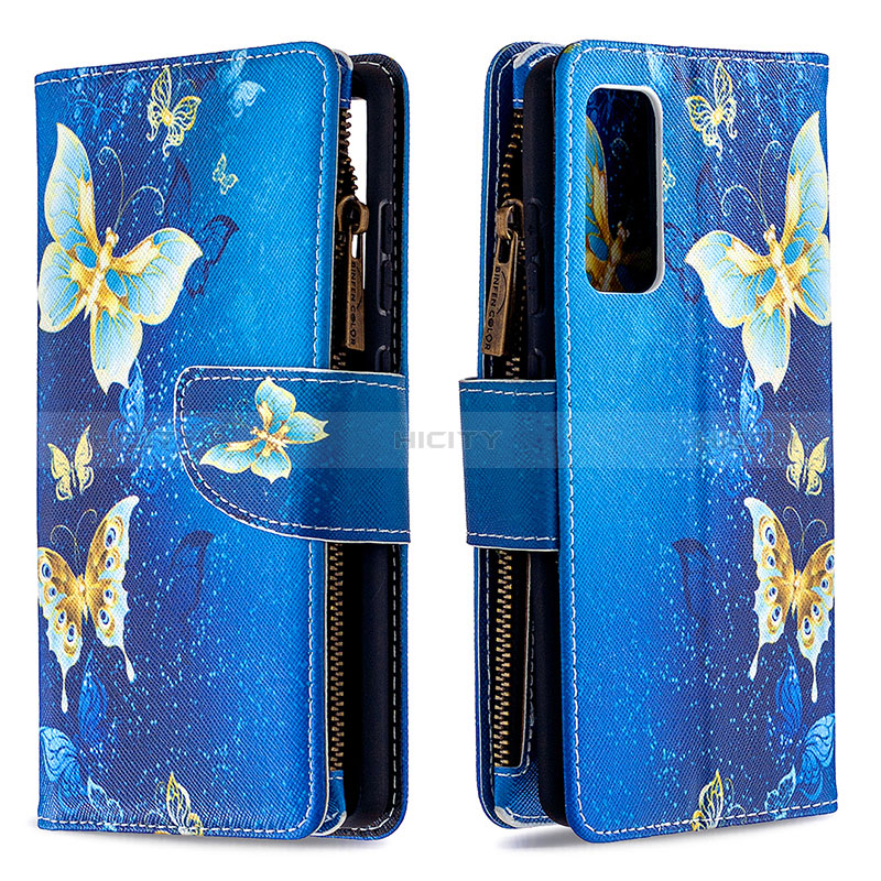 Funda de Cuero Cartera con Soporte Patron de Moda Carcasa B04F para Samsung Galaxy S20 FE (2022) 5G Azul