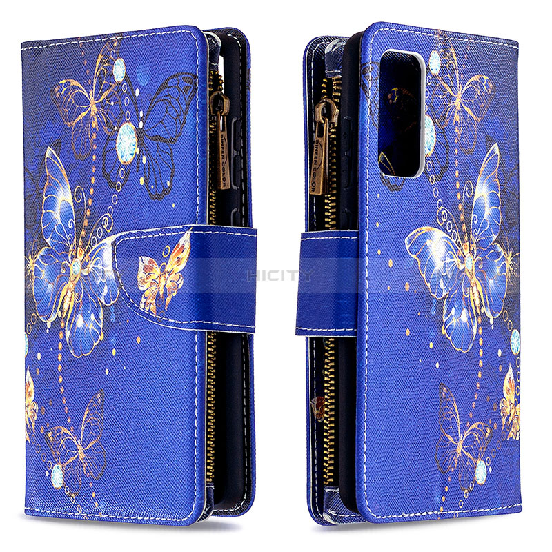 Funda de Cuero Cartera con Soporte Patron de Moda Carcasa B04F para Samsung Galaxy S20 FE (2022) 5G Azul Real