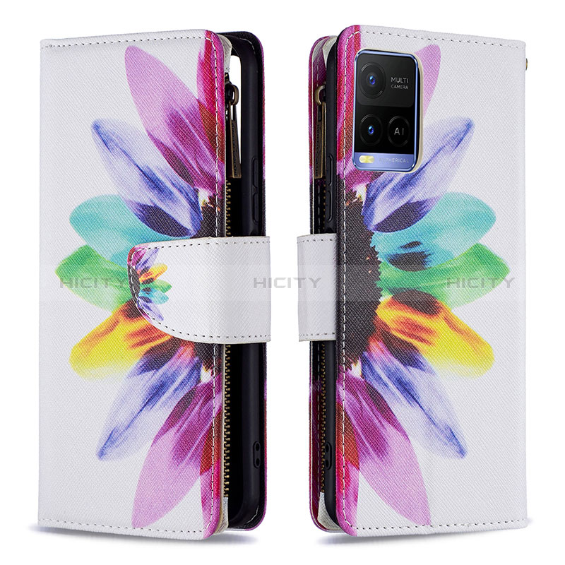 Funda de Cuero Cartera con Soporte Patron de Moda Carcasa B04F para Vivo Y21e Multicolor