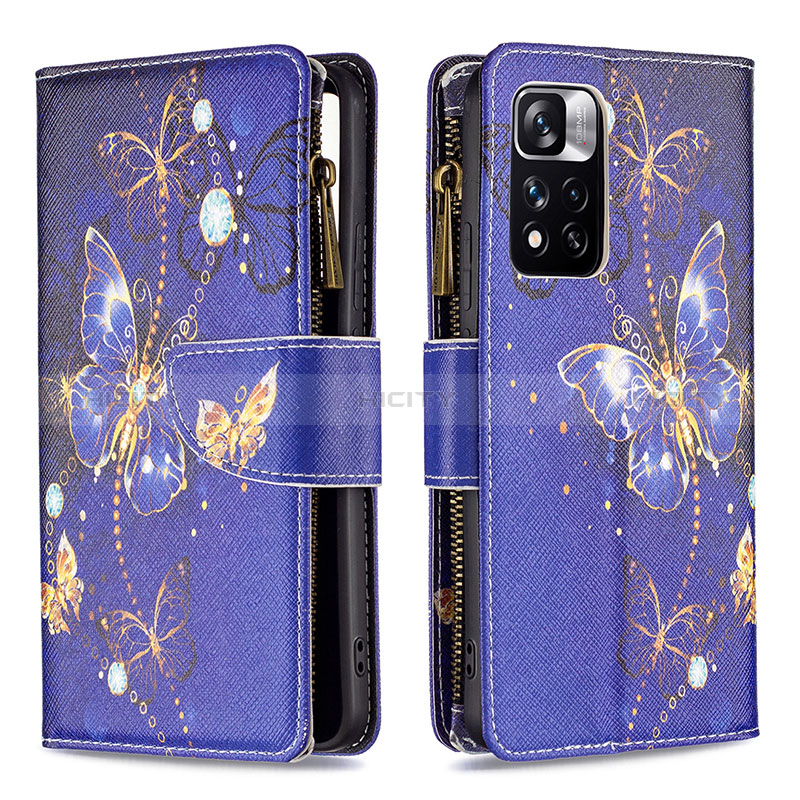 Funda de Cuero Cartera con Soporte Patron de Moda Carcasa B04F para Xiaomi Mi 11i 5G (2022) Azul Real