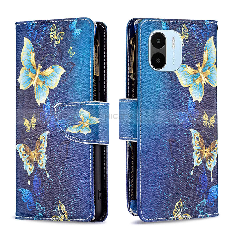 Funda de Cuero Cartera con Soporte Patron de Moda Carcasa B04F para Xiaomi Poco C50 Azul