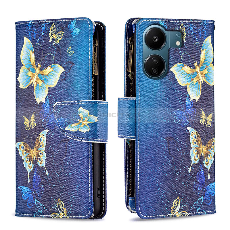 Funda de Cuero Cartera con Soporte Patron de Moda Carcasa B04F para Xiaomi Poco C65 Azul